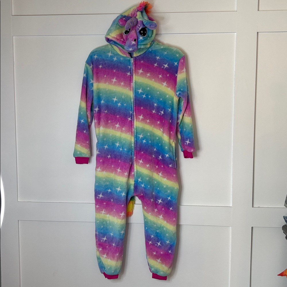 Rainbow Unicorn Onesie Pajamas size 10-12 kids